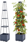2 Packs Tomato Planter with Trellis 56 Tomato Cages for Indoor &amp Outdoor Climbing Plants Self Watering Raised Garden Bed Planter Box for Garden Patio