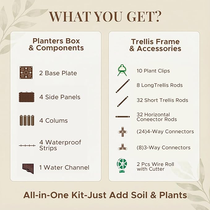 2 Pack Tomato Planter with Trellis 43 Inch Self Watering Planter Box with Trellis Vertical Raised Garden Bed Planter for Climbing Vegetables Indoor Outdoor Patio