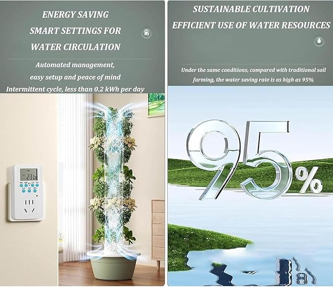 Hydroponics Growing Sys-TEM Tower with LED Light Automatic Timer Vertical Planter Hydroponics Tower Garden Growing Sys-TEM for Home Garden Plants Indoor Hydroponic Vegetable Tower5Layer