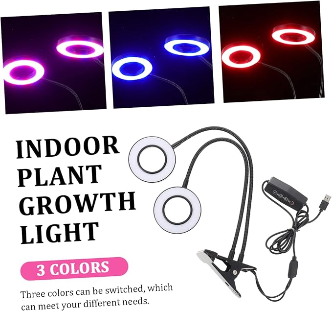 Mipcase Dual Headed LED Plant Growth Lamp Clip Indoor Growth Light with Timer Function for Enhanced Photosynthesis and Blooming USB Powered Easy Installation