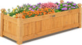 Giantex Raised Garden Bed Wooden Planter with Drainage Holes Rectangular Plant Box for Vegetables Flowers Herbs Fruit Growing Raised Container for Garden Patio Balcony Easy Assembly