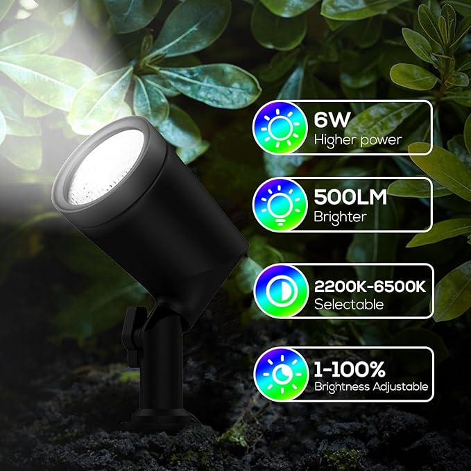 ZYAN 8 Pack Smart Landscape Lights Color Changing Landscape Spotlights App Control &amp Remote Control Compatible with Alexa