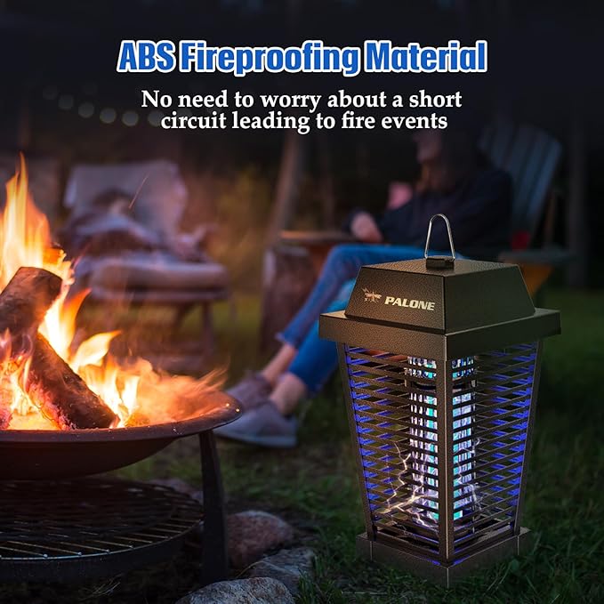 PALONE Solar Bug Zapper 4500V Electric Mosquito Zapper Outdoor Updated Fly Zapper Indoor Rechargeable Mosquito Killer with Solar Panel &amp Type-C Cable Fly Trap with UV Light for Flies Gnats Moths