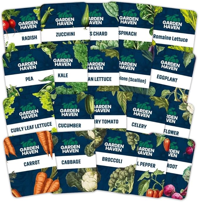 20 Vegetable Seeds Variety Pack - Complete Grow Kit Heirloom Vegetables Indoor Outdoors Vegetable Seeds Tomatos Broccoli Carrots Lettuce &amp More - DIY Starter Kit (Seeds Only)