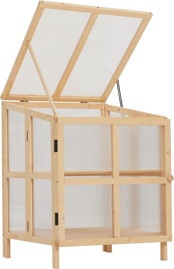 2 Tier Foldable Cold e Greenhouse Portable Wooden Greenhouse GCold e Raised Planter Box with Shelves