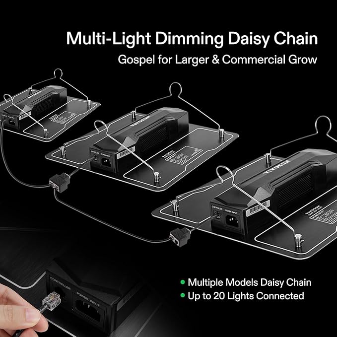 VIVOSUN VS1000 LED Grow Light Trellis Netting and Digital Hygrometer Sosen Driver Dimmable Lights Sunlike Full Spectrum