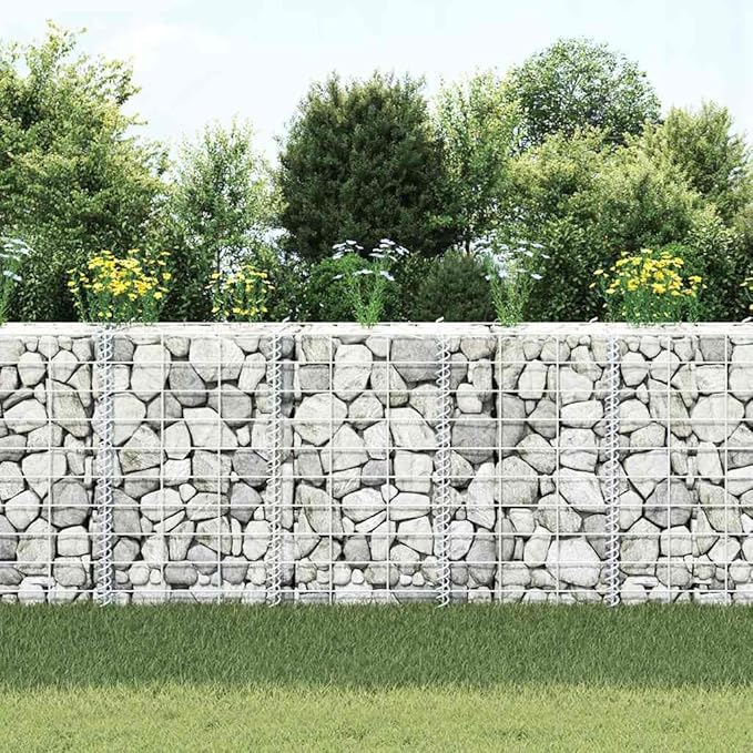 Gabion Raised Garden Bed Silver Iron Square Planter for Outdoor Plants 11.8x11.8x19.7 inch 3-Pack Weather-Resistant Metal Planter Box