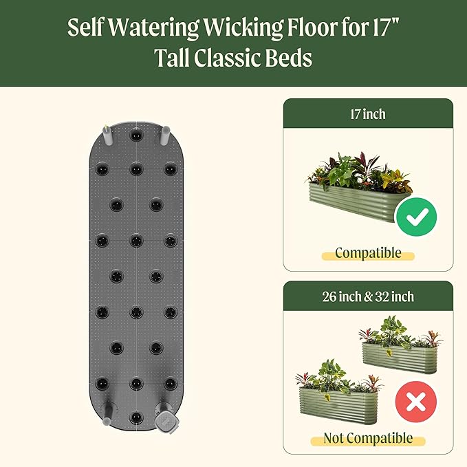 Vego garden 2.0' x 6.5' Self Watering Wicking Floor for 17 Tall 6 in 1 Classic and Novel Beds