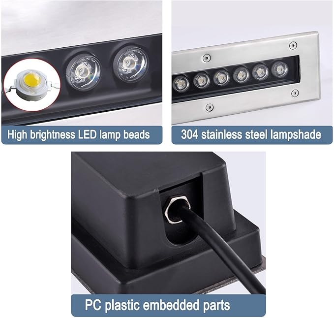 Outdoor Buried Lights - LED Landscape Lights AC 110V Embedded Rectangle Floor Lamp Ip67 ?Waterproof Ultra-thin Spotlight Easy To Install Garden Backyard Patio Step Walkway Ground Light(Green2