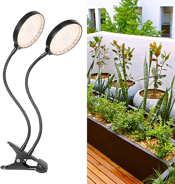 30W LED Grow Light Dual Heads USB Power Supply Sunlike Full Spectrum LED Plant Grow Lights with Clip