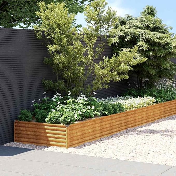 25 ft Corten Steel Garden Raised Bed Large Planter Box Rustic Brown Rectangular Outdoor Flower Beds for Patio Yard Balcony &amp Veggie Patch