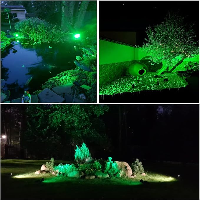 T-SUN Solar Spotlights Outdoor Waterproof Auto Turn ON/Off Solar Lights Green 2 Pack &amp Yellow 2 Pack