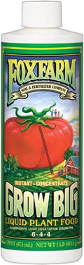 FoxFarm Grow Big Liquid Plant Food - 6-4-4 House Plant Fertilizer for Lush Vegetative Growth Fast Nutrient Uptake for Roses Tomatoes &amp Veggies - Pint Size Concentrate