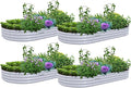 4 Pack 8x4x1FT Galvanized Raised Garden Bed Kit Oval Metal Ground Planter Box Outdoor Bottomless Planter Raised Beds for Vegetables Flowers Herbs Fruits Gray
