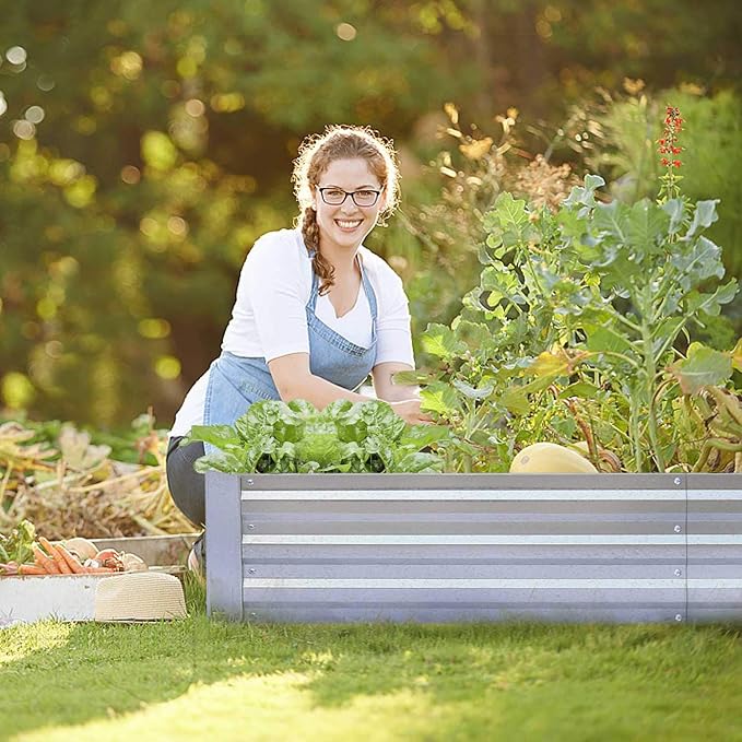 Galvanized Raised Garden Beds for Vegetables Large Metal Planter Box Steel Kit Flower Herb (6 x 3 x 1 ft * 2 Pack Galvanized)