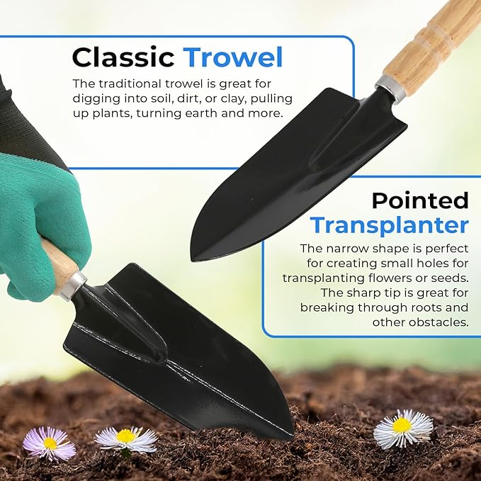 Scuddles All-in-One Gardening Tool Set with Large Storage Tote – Durable Rust-Resistant Hand Tools with Ergonomic Grip for Digging Weeding &amp Planting – Ideal Garden Gift for Women Men &amp Beg