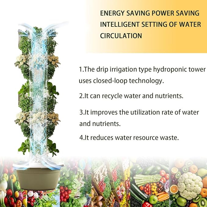 Indoor Hydroponic Garden TowerHydroponic Germination Kit Gardening Loverwith Pumpwith Seedling Tray Planting Cottonfor BalconiesCourtyards. Black-9layers+LEDlights
