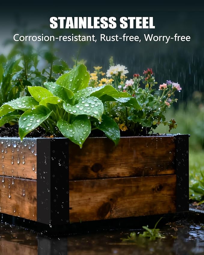 Stainless Steel Raised Garden Bed Corner Brackets 8 PCS Rustproof &amp Corrosion Resistance Garden Bed Supports for 20-24 Beds Rust Resistant Connectors for Vegetable Planter Garden 11 x 3 x 3