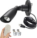 Kiven 7W LED Indoor/Outdoor Waterproof Spotlight Dimmable Porch Light with 9.84 FT Plug-in Cord and Remote Control Plug in Accent Light with Vinly Siding Hooks for Plants Porch Garden