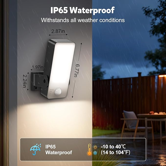 Motion Sensor Outdoor Light 10000mAh Rechargeable Battery Operated Outdoor Light with Remote 3 Modes &amp Dimmable 3000-6000K IP65 Waterproof Outdoor Security Light for GarageFencesPatioGarden