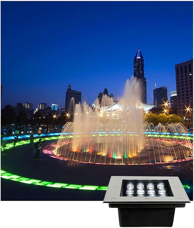 Recessed LED Spotlight - Square Floor Landscape Light Waterproof LED Underground Path Light/AC85V~265V Buried Lights Decorative Garden Spotlight/for Sidewalk/Piazza/Stair Step/Path Lighting