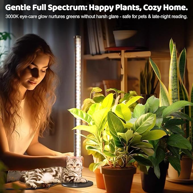 65 Adjustable Grow Light for Indoor Plants 48W Full Spectrum Standing Plant Light with Remote Control Timer &amp 10-Level Dimmable for Tall Plants