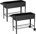 Elevate 2Pcs 32 Tall Raised Garden Bed with WheelPlanter Box for BackyardOutdoor Garden Patio Balcony 400lb CapacityBlack