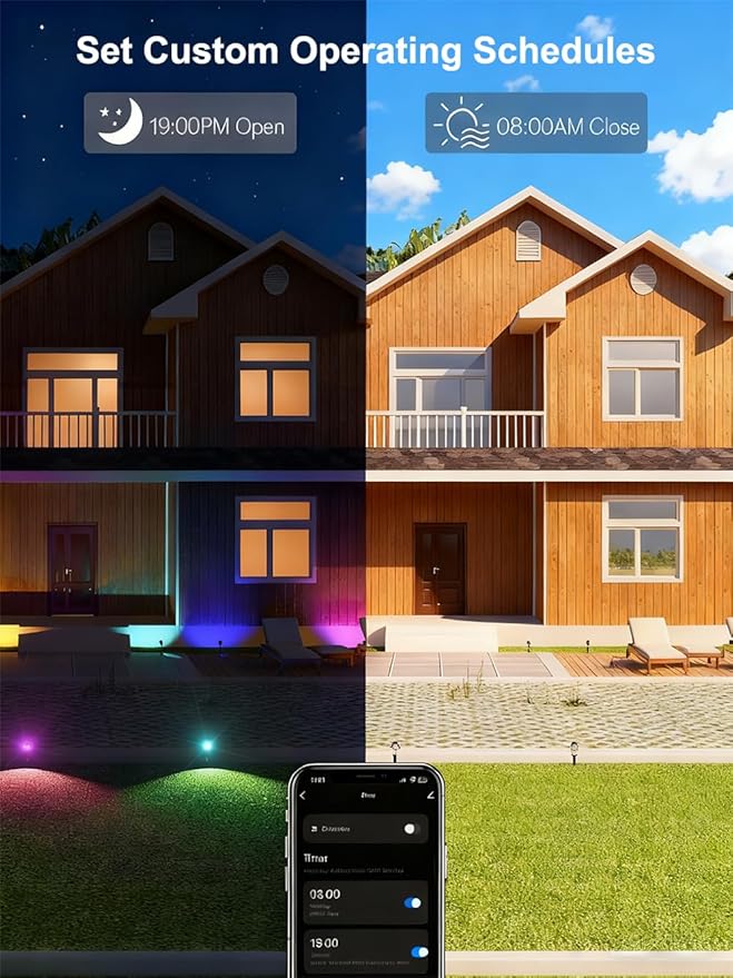 Ligency Smart Spotlight Landscape Lights Outdoor Spot Lights Waterproof RGBW Color Changing Spotlights for Yard Garden 2-Pack (28.8 Feet)
