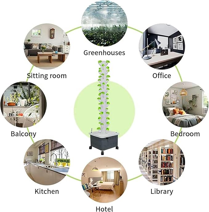 Hydroponics Growing System 15 Layer 45 Holes Indoor Hydroponic Grow Vertical Tower with Grow Llight Garden Tower Growing Kit for Grow Fruits Vegetables-//