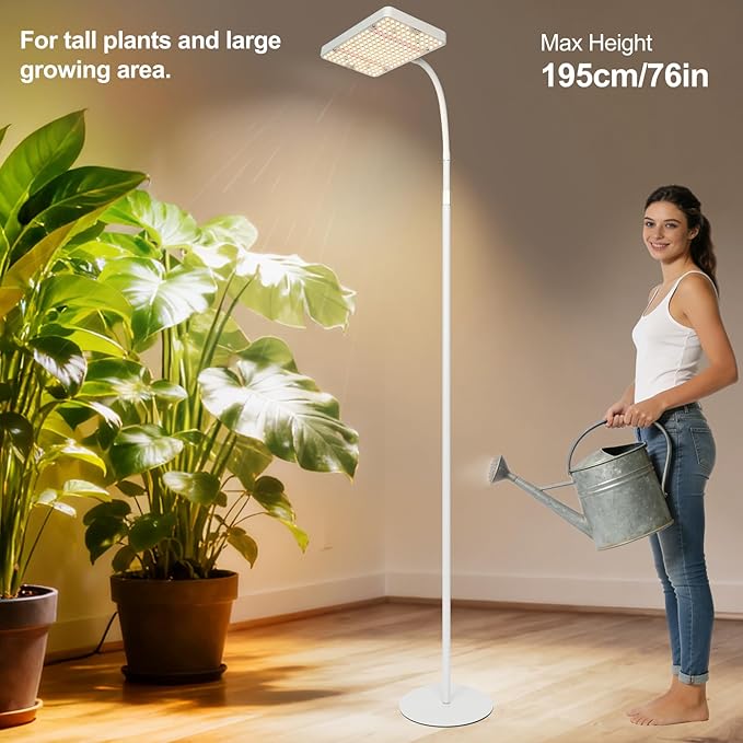 Floor Lamp Grow Light Bright Grow Lights with Stand for Tall Plants Bonsai Tree 4/8/12/16/20H Timer 25 Watt Power Draw NO Need Adapter 24-76 Height Daisy Chain Function