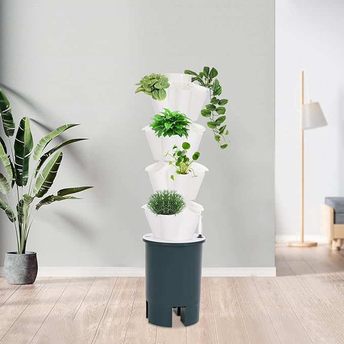 Hydroponic Tower 20-Hole Hydroponics Growing System Kit with Seeding Box/Water Pump Indoor Hydroponics Growing System with1.59 Gal Water Tank Soilless Cultivation Indoor Gardenin