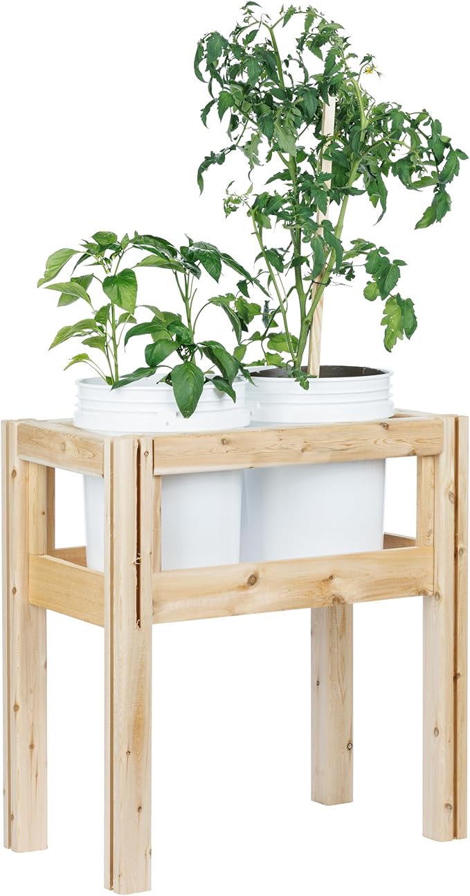 Greenes Fence Two Bucket Elevated Cedar Wood Garden Frame 28 in. x 16 in. x 30 in. - Made in USA with North American Cedar