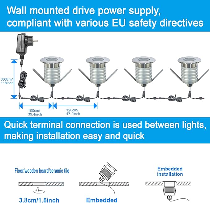 210 LED Honeycomb Underground Light 3W DC12-24V IP67 Anti-Glare Low-Voltage Embedded Stainless Steel 304 Cover Suitable for Outdoor Ground Deck Square Park Courtyard(3000K 4Packs)