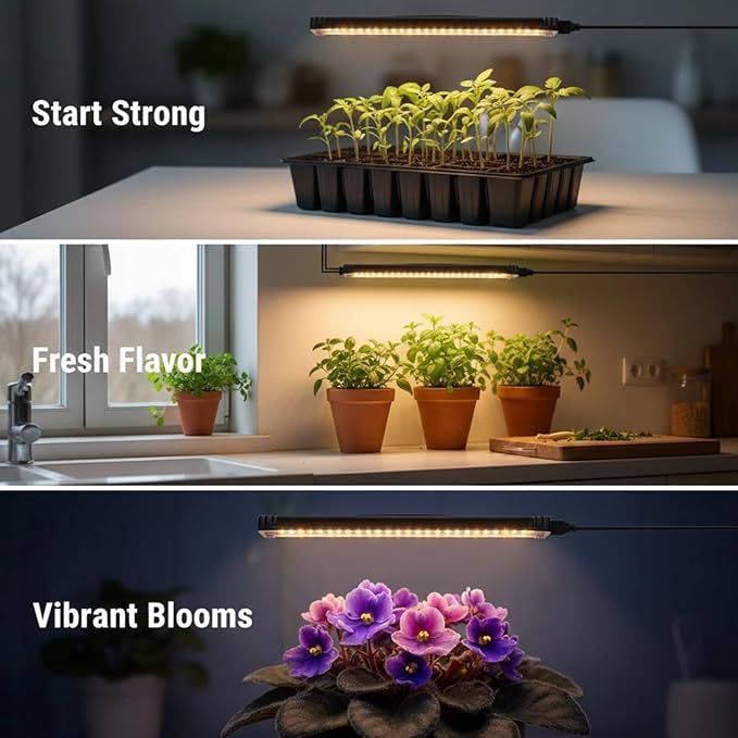 20W Dual Head Led Grow Light 13 In Full Spectrum Plant Light With Usb 4 Dimmable Levels Red &amp White Light For Seed Starting And Indoor Plants