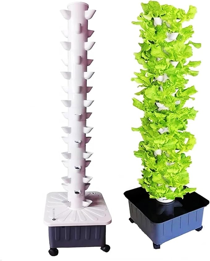 Vertical Planting Box Smart Vertical Garden Planter 45-Holes Plant Tower with Timer and Water Pump for Indoor Vegetables &amp Fruits