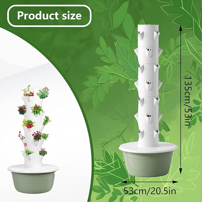 Hydroponic Tower Vertical Hydroponic Garden Tower Green and Healthy Hydroponics Growing System Kit Tower with Pump Suitable for Hydroponic Gardening Enthusiastsblack-7-Layers