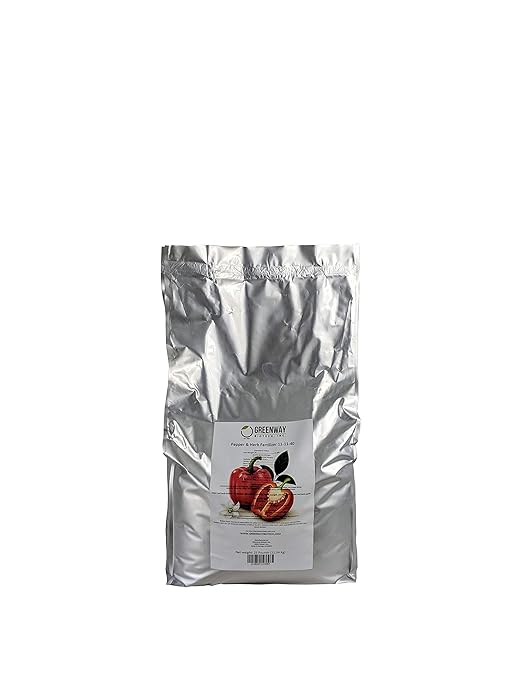 Greenway Biotech Inc. Pepper &amp Herb Fertilizer 11-11-40 Powder - Water Soluble with Chelated Micronutrients for Hot &amp Bell Peppers Basil - Hotter Peppers Aromatic Herbs - Hydroponics &amp So