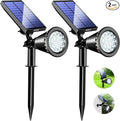 KEV 800 Lumens Solar Spot Lights Outdoor18 LEDs Solar Flood Lights with 2 Modes &ampAdjustable &ampIPX65 WaterproofSolar Spotlight for Driveway/Backyard/Patio Landscape/Tree/Garage(Cool White 2 P