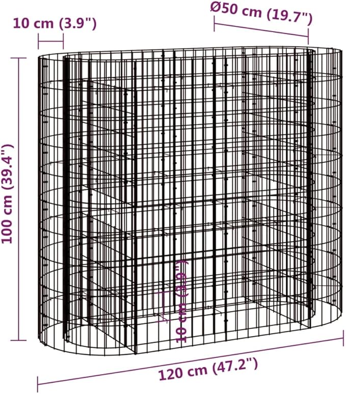 YAFF Gabion Raised Bed Galvanized Iron 47.2x19.7x39.4
