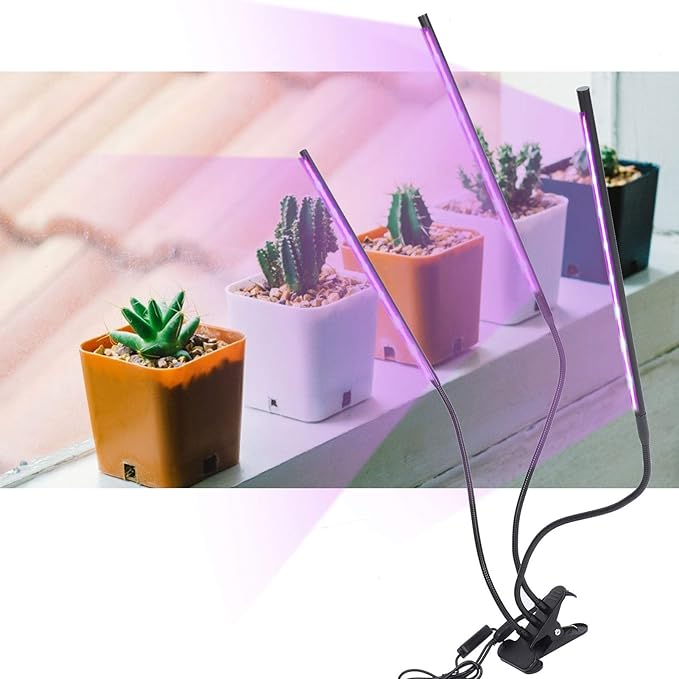 LED Grow Light 3 Head Plant Lamp 30W Full with 3/9 / 12H Timer &amp Five - Level Dimming – Optimal Indoor Plant Light for Succulent Growth &amp Flowering