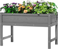 HDPE Raised Garden Bed with Legs Outdoor All-Weather Elevated Planter Box Raised Beds for Seeds Herb Flower Vegetable (Grey)