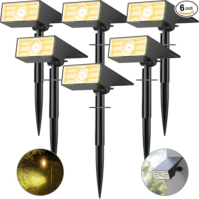 Solar Spot Lights Outdoor10 Pack/56 LED Outdoor Lights for Yard Waterproof IP68 4 Lighting Modes Solar Landscape Spotlights Auto On/Off Solar Powered Flood Lights Garden PathwayWarm White