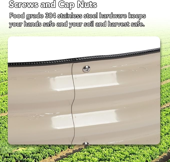 Raised Garden Bed Kit 107x20cm Rounded Edges Outdoor Metal Vegetable Planter Box Open Bottom Planter Raised Bed - Flowers Planter Garden Box for Garden Courtyard School (White)