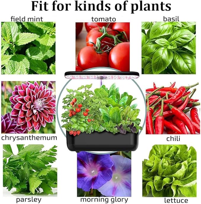 Hydroponic Growing System 12 Pod Smart Planter Herb Planter 50cm Adjustable Light Arm Touch Control Panel Full Spectrum 35W LED Lighting System for Home Kitchen Gardening