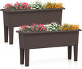 MAT EXPERT Raised Garden Bed Set of 2 Outdoor Planter Bed with Removable Legs &amp Drainage Holes for Herbs Flowers Fruit Planter Box for Patio Garden Backyard &amp Patio (Coffee)