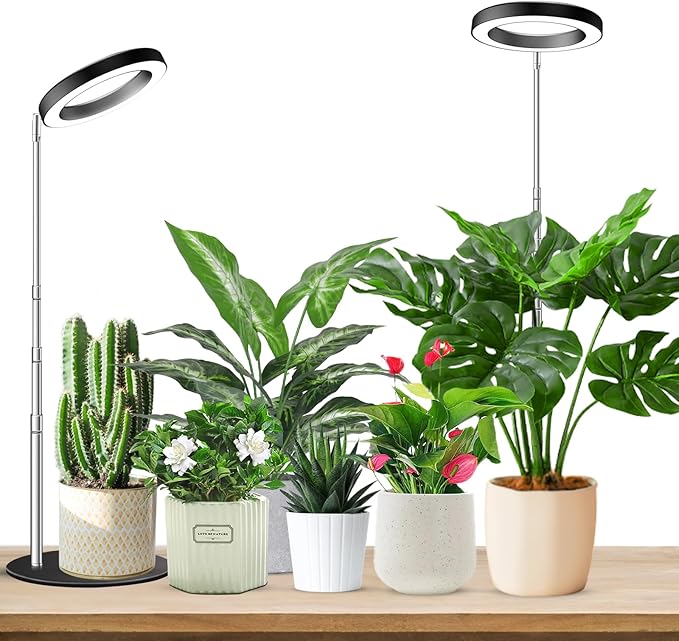 Grow Lights for Indoor Plants Full Spectrum 80 LEDs Plant Light for Indoor Plants Height Adjustable 6.3in Desktop Growing Lamp with Auto Timer 6/12/16Hrs 3 Optional Spectrums5 Brightness