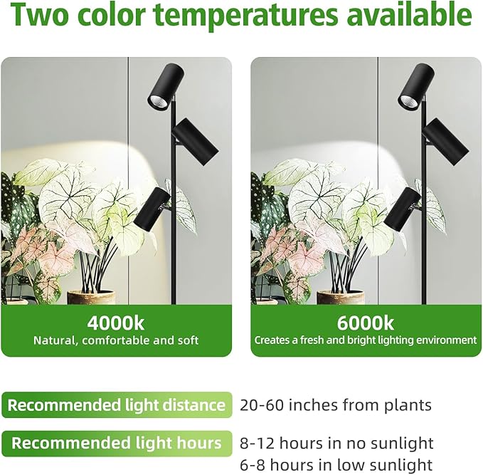 90W Dimmable Grow Light Daylight Full Spectrum COB LED Triple-Head Floor Lamp with High PPFD&ampCRI 6/8/12H Timer Adjustable Height (43-83) &amp Angle – Standing Grow Lights for Indoor Plants