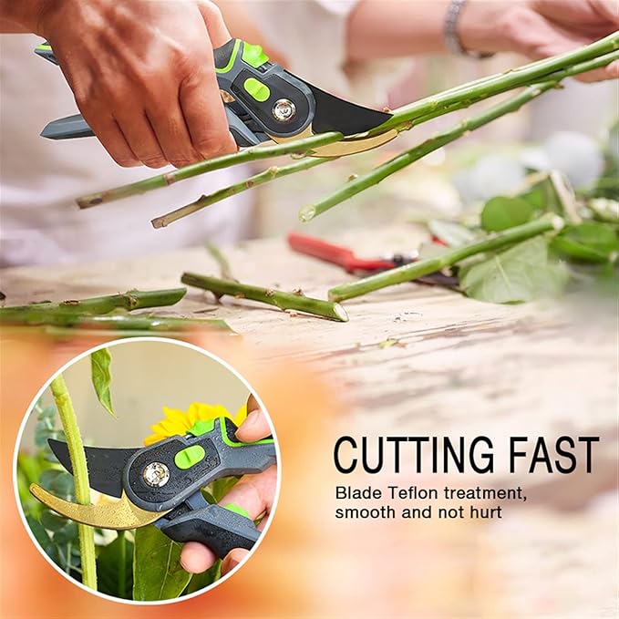 Gardening Tools Heavy Duty Plant Trim Horticulture Hand Pruner Cut Secateur Shrub Garden Scissor Tool Anvil Branch Shear Orchard Pruning Shears for Fruit Trees(Black1)