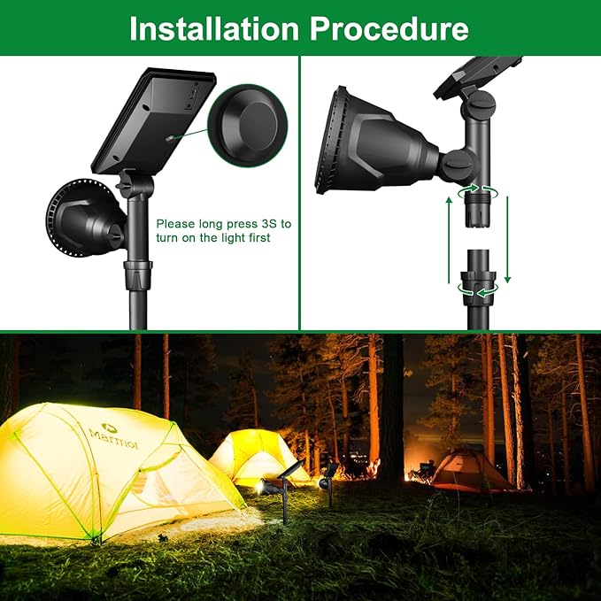 JSOT Solar Spot Lights Outdoor Waterproof Outdoor Landscape Spotlights Flood Light for Pathway Path Driveway Backyard Decor 600 Lumen 18 LED Beads 2 Lighting Options(Warm White 2 Pack)