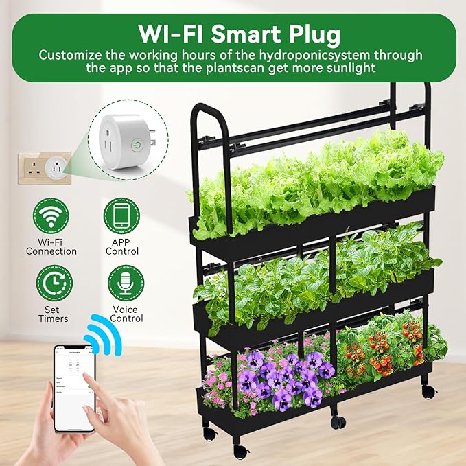 Indoor Garden Hydroponics Growing System Kit Dual Implant Configuration for Vegetable Fruit Herb Seedling Cultivation and Large-Scale PlantingDouble Water PumpLED Grow Light